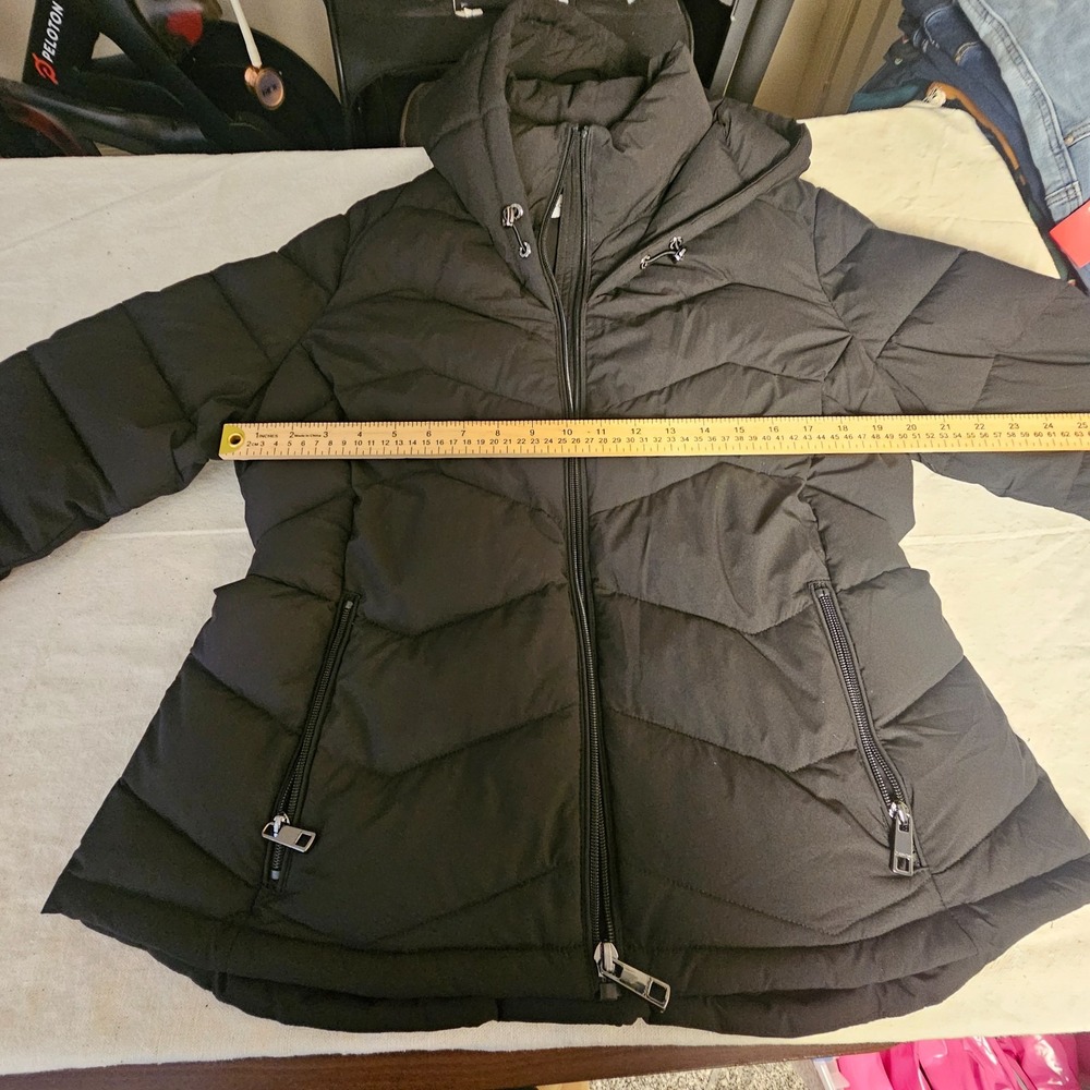 Calvin Klein Black Puffer Jacket Hood Fitted XL Athleisure Insulated Apres Ski - Picture 10 of 10